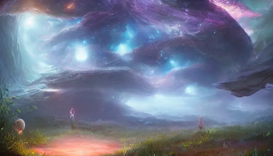 Image similar to the garden at the end of the universe, trippy, jessica rossier, art station