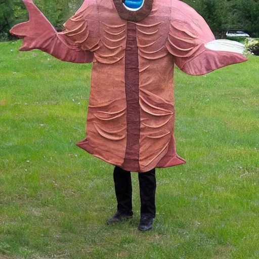 Prompt: a fish costume, outdoors, craigslist photo