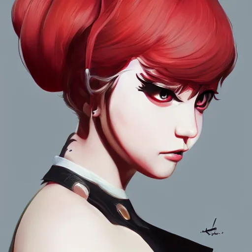 Image similar to Ann Takamaki from Persona 5, elegant, 2d, ultra highly detailed, digital painting, smooth, sharp focus, artstation, portrait art by Ilya Kuvshinov