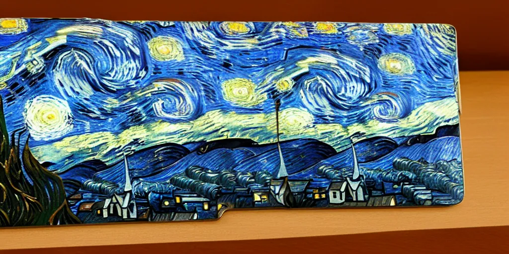 Prompt: the macbook, by vincent van gogh