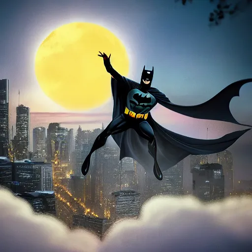 Prompt: batman riding an efoil during the sunset