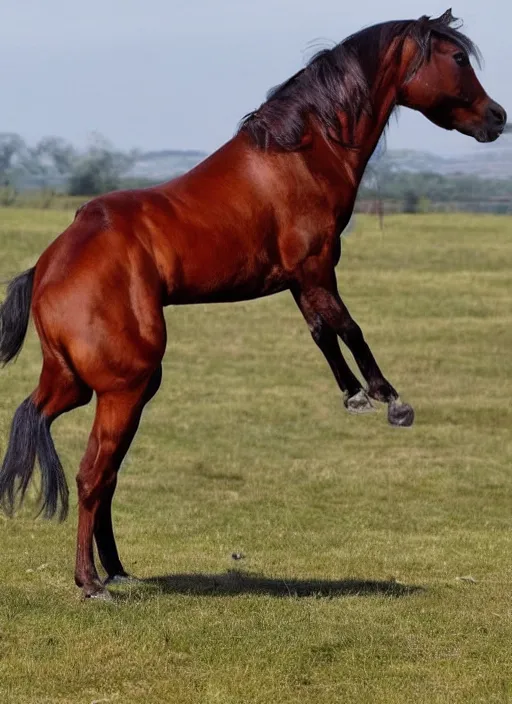 Prompt: a horse dancing on it's hind legs