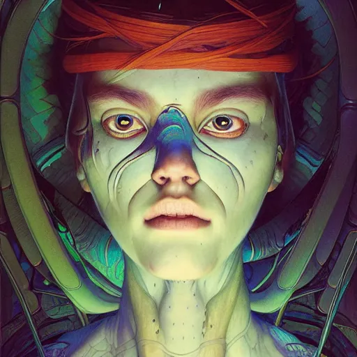 Prompt: pickle avatar portrait by gaston bussierre and charles vess and james jean and erik jones and rhads, inspired by ghost in the shell, beautiful fine face features, intricate high details, sharp, ultradetailed