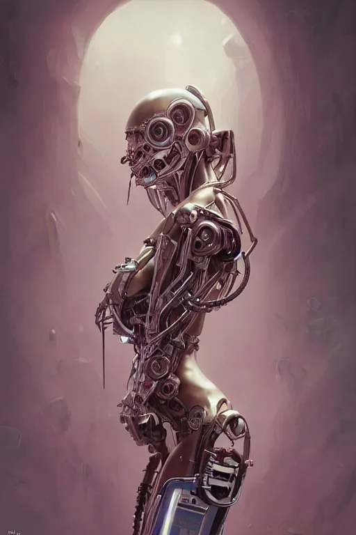 Prompt: An Alien Robot Naughty Nurse, facial tattoos, artists portrait, biomechanical, Emergency Room, oppai, fantasy, highly detailed, photograph, concept art, sharp focus, depth of field blur, illustration, art by artgerm and greg rutkowski and alphonse mucha