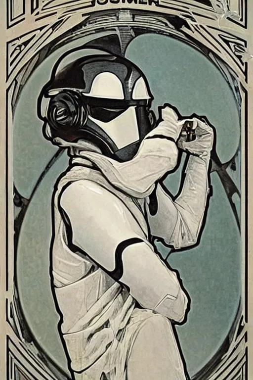 Prompt: storm trooper by alphonse mucha