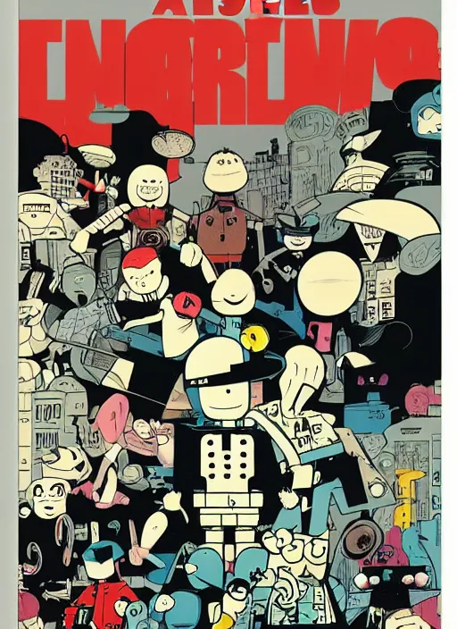 Prompt: character design by ashley wood and chris ware, exquisite drawing on a plain background, graphic novel cover art