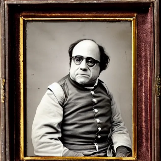 Prompt: portrait photograph of danny devito as a civil war confederate general