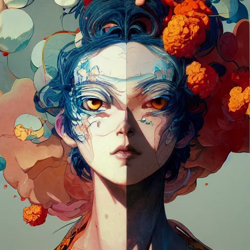 Image similar to prompt : glorious character portrait soft light painted by james jean and katsuhiro otomo and erik jones, inspired by evangeleon anime, smooth face feature, intricate oil painting, high detail illustration, sharp high detail, manga and anime 1 9 9 9