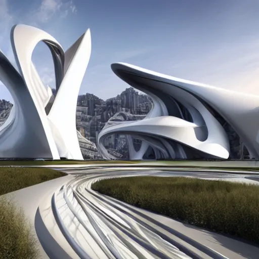 Image similar to westworld in zaha hadid style