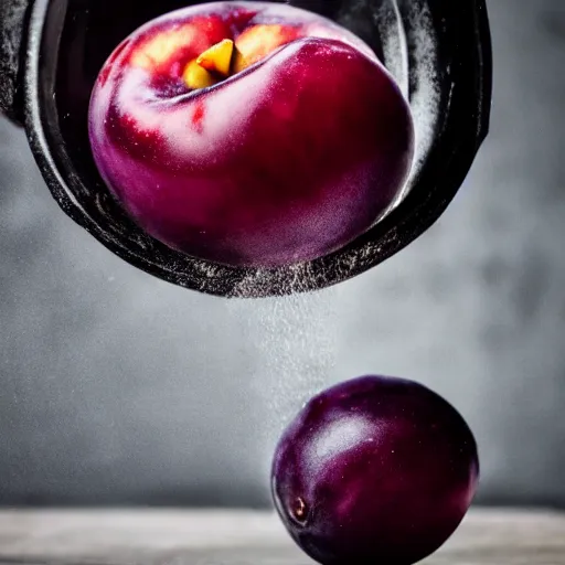 Eggplant spraying milk at a peach. Studio lighting. 8k. : r/StableDiffusion