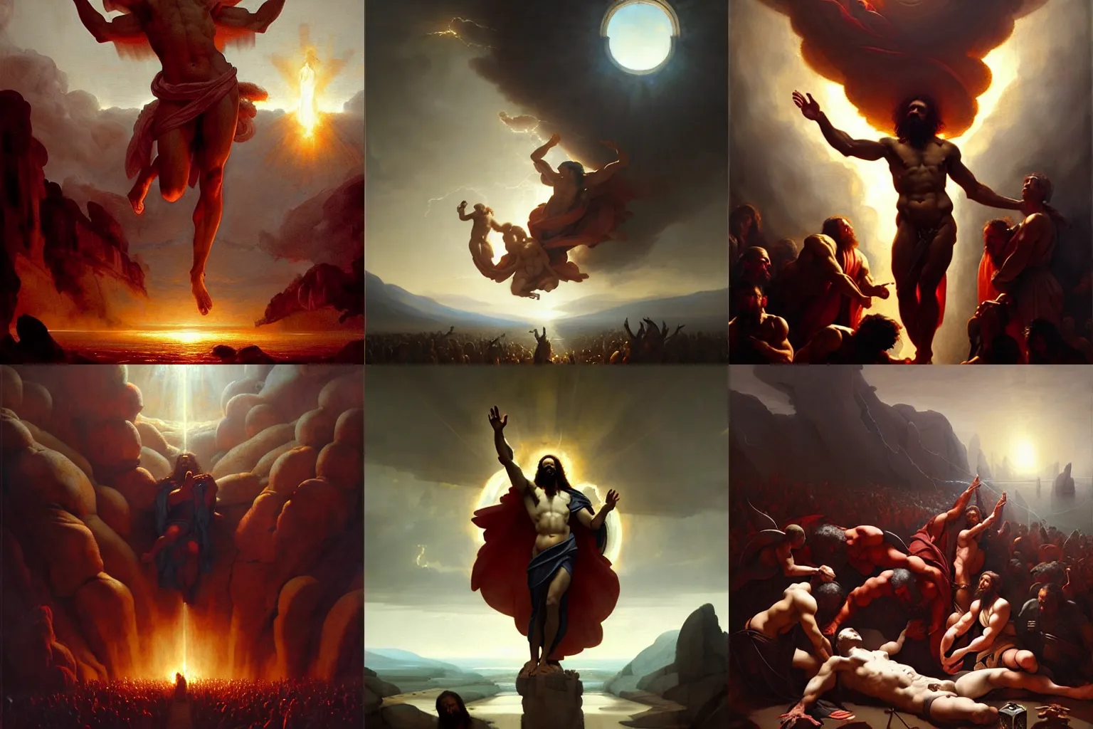 Prompt: a cinematic masterpiece oil painting of the death of god, by greg rutkowski, by michelangelo, oil on canvas, trending on artstation, featured on pixiv, masterpiece, cinematic composition, beautiful lighting, sharp, hyper - detailed