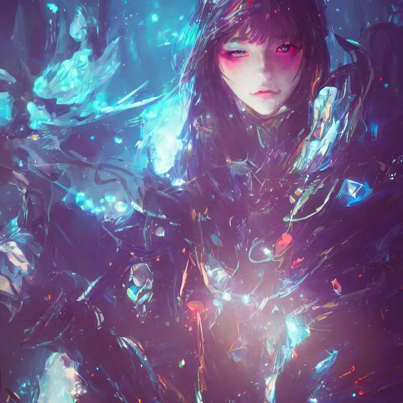 Image similar to a non - ordinary girl of # magic the gathering, # digital 2 d, # sci - fi, # psychedelic, # fututistic, by yoshitaka amano and alena aenami, trending on artstation, nvidia, matte painting, unreal engine