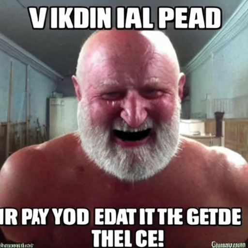 Prompt: danish viking version of hide the pain harold meme