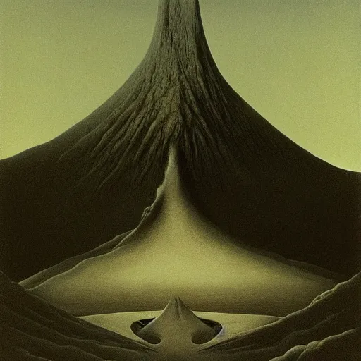 Prompt: Monster shaped like a mountain by zdzisław beksiński