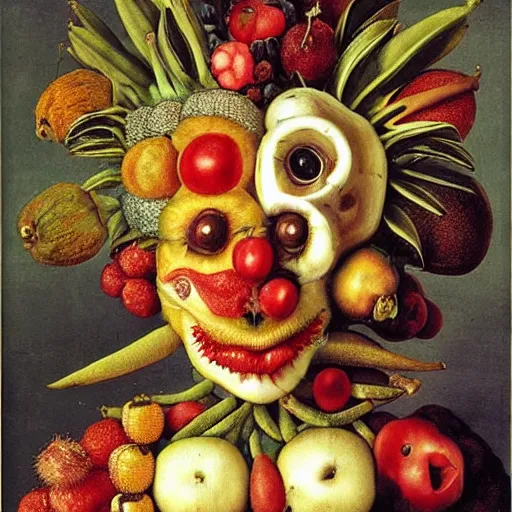 Image similar to giuseppe arcimboldo, beautiful fruit face, new scifi movie