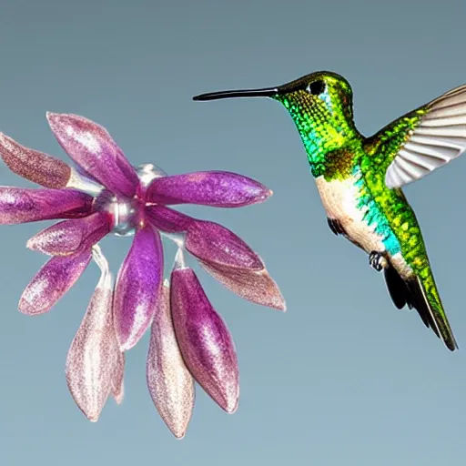 Image similar to hummingbird crystal, studio photograph