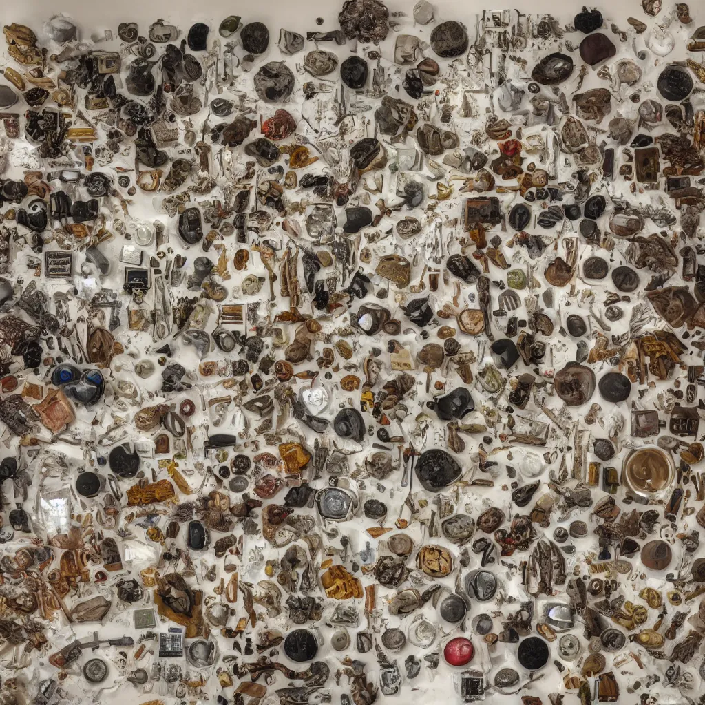 Image similar to ultra - realistic, highly - detailed photo of a room full of unidentifiable objects