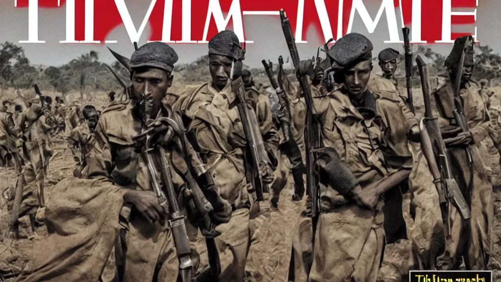 Image similar to ethiopian civil war, derg, moody, in the cover of time magazine