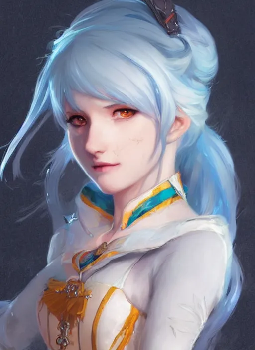 Prompt: portrait of weiss schnee from rwby. digital art by eugene de blaas, ross tran, and nasreddine dinet, vibrant color scheme, intricately detailed, in the style of romanticism. artstation, greg rutkowski