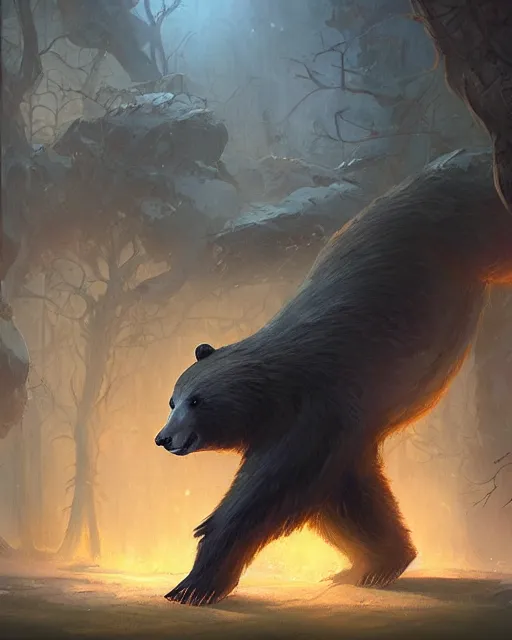 Prompt: wearbear charging through cobwebs, Jordan Grimmer, Noah Bradley