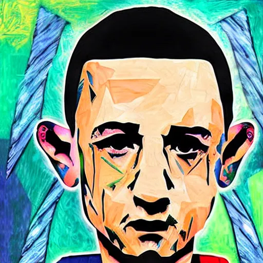 Prompt: Chester Bennington in Picasso style, abstract art