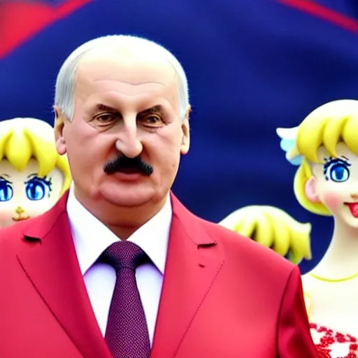 Image similar to president of belorussia, alexander lukashenko in style of sailor moon, princess lukashenko, anime, perfect faces, fine details