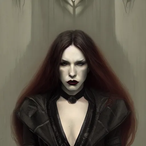 Prompt: portrait of a lady vampire, digital painting, ominous, sharp, detailed, photorealistic, high definition, 4k, artstation, donato giancola, Greg Rutkowski, matthew benedict, character design