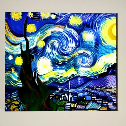 Image similar to starry night fractal, oil painting