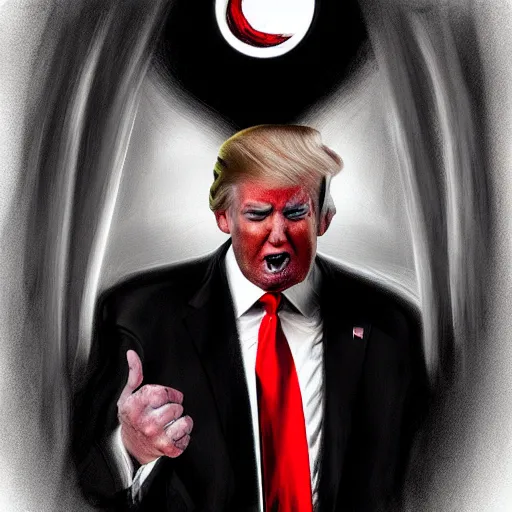 Image similar to “ Donald Trump as a vampire, realistic, digital painting, scary”