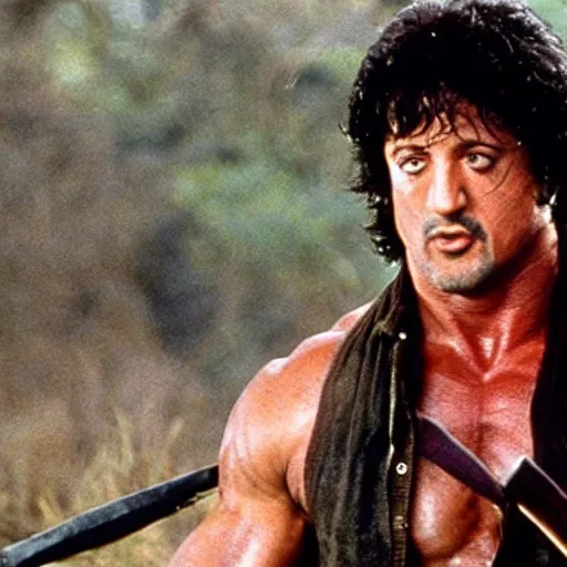 Image similar to sylvester stallone as john rambo in first blood