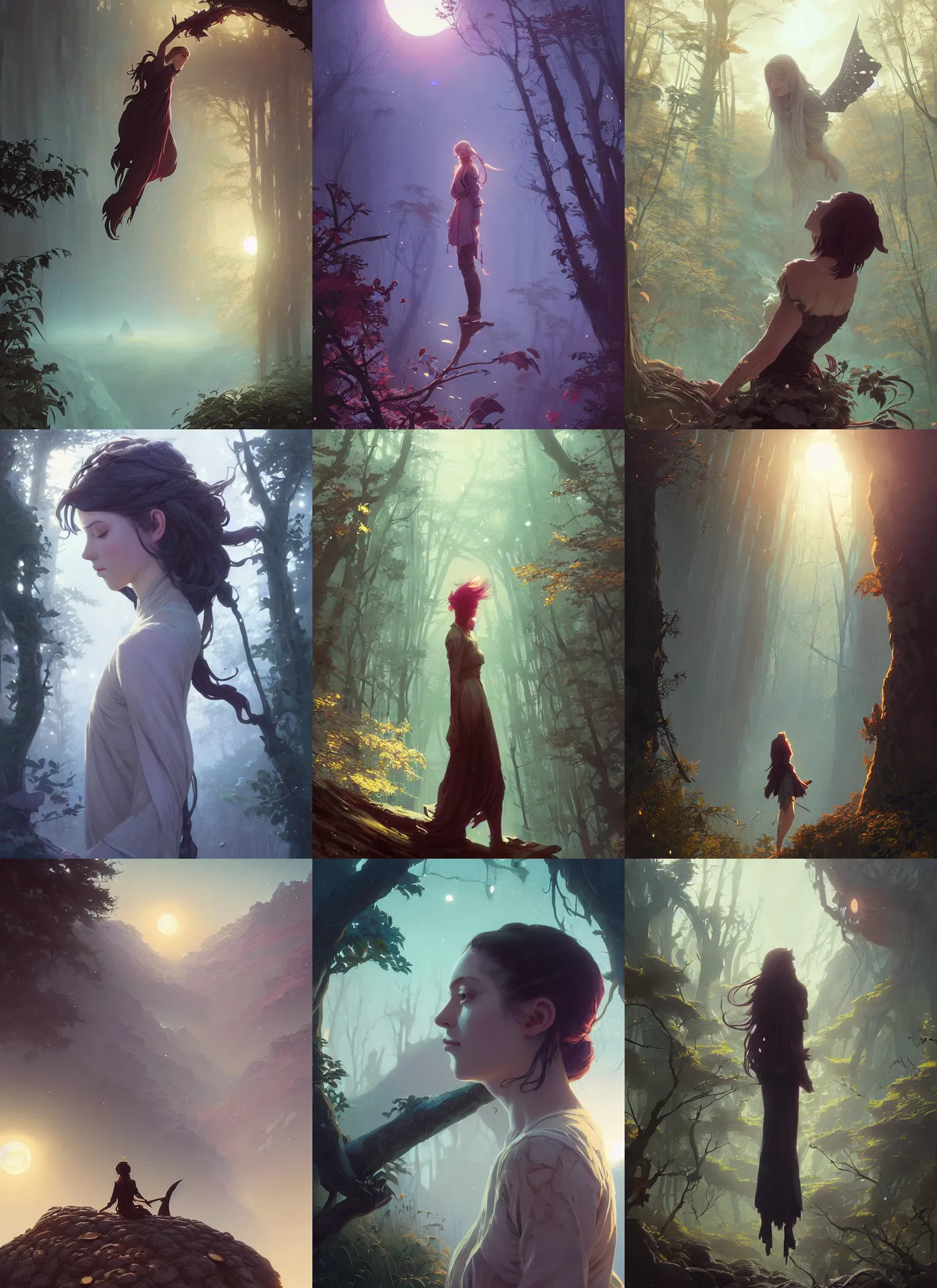 Prompt: portrait of a the fall she felled in the moonlight, stephen bliss, unreal engine, fantasy art by greg rutkowski, loish, rhads, ferdinand knab, makoto shinkai and lois van baarle, ilya kuvshinov, rossdraws, tom bagshaw, alphonse mucha, global illumination, radiant light, detailed and intricate environment