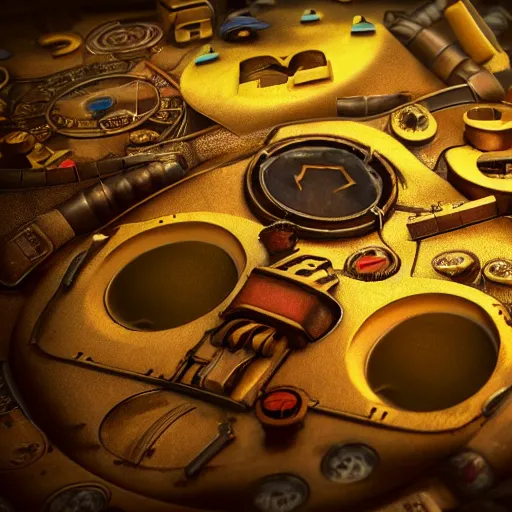 Prompt: steampunk pacman, realistic octane render, high detail