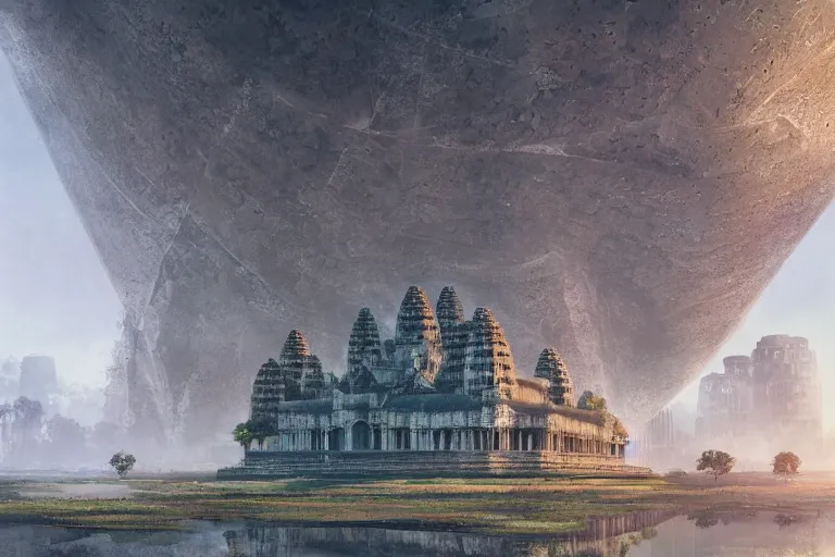 Prompt: brutalist futuristic angkor wat by jessica rossier