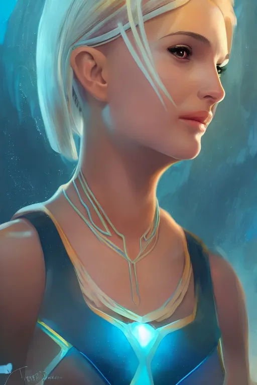 Image similar to Natalie Portman as Kida from Atlantis Digital painting, 4k, HDR, concept art, smooth, sharp focus, illustration, art by artgerm