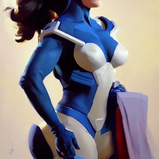 Prompt: greg manchess portrait painting of partially armored mystique as overwatch character, medium shot, asymmetrical, profile picture, organic painting, sunny day, matte painting, bold shapes, hard edges, street art, trending on artstation, by huang guangjian and gil elvgren and sachin teng