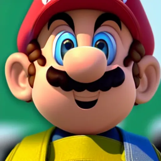 Image similar to extremely zoomed-in photo of Super Mario's face