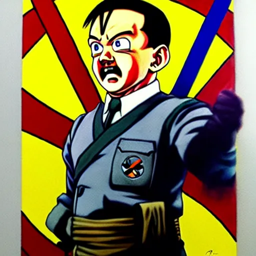 Image similar to Painting of Adolf Hitler, official, detailed, character dragonball, award winning artwork, Akira Toriyama