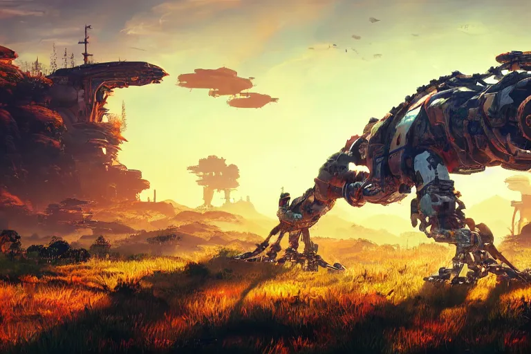 Image similar to shellsnapper machine mecanical creature robot of horizon forbidden west horizon zero dawn radiating a glowing aura global illumination ray tracing hdr fanart arstation by ian pesty and alena aenami artworks in 4 k