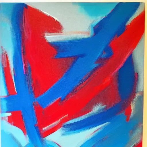 Prompt: acrylic abstract painting on canvas using primary red and blue