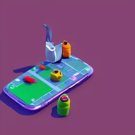 Prompt: 3 d cute object of the pc monitor, mobile game, isometric art, centralised, mohamed chahin, blender cycles render, solid colours material, no background and shadows