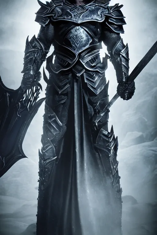 Prompt: Henry Cavill as Arthas Menethil, death knight, promo shoot, studio lighting