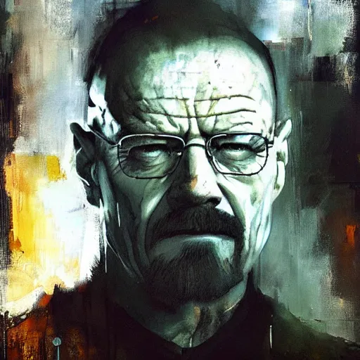 Image similar to walter white painted by jeremy mann