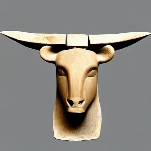 Prompt: minotaur, cycladic art