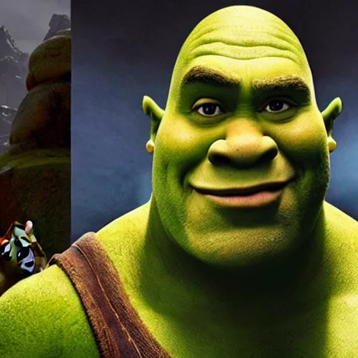 Image similar to Shrek played by the Rock, Dwayne the Johnson had to get fat for this, upcoming film