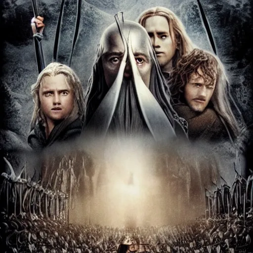 Prompt: lord of the rings movie poster featuring the minions h- 512 w- 512