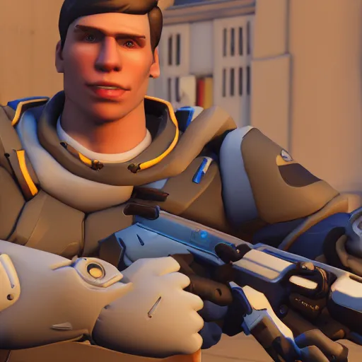 Image similar to jerma985 in overwatch, full body, wide shot, portrait, unreal engine, in game screenshot, high definition, detailed