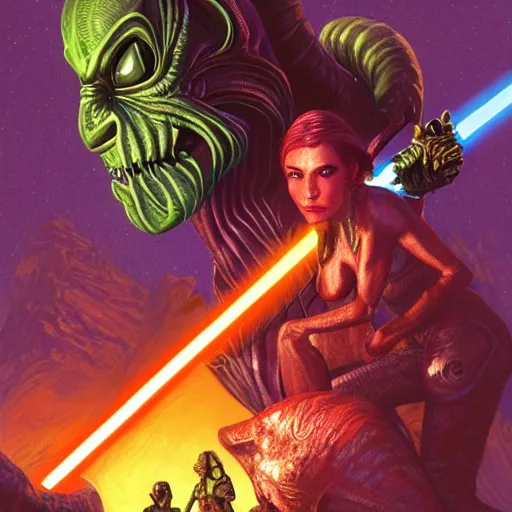 Image similar to bright, colorful, realistic, detailed from Elder Scrolls: shivering isles concept art starwars alien backlighting, kodachrome, high contrast, highly detailed, sharp focus, digital painting, concept art, illustration, trending on artstation, comic book by Alex Ross and Adam Adamowicz cover art