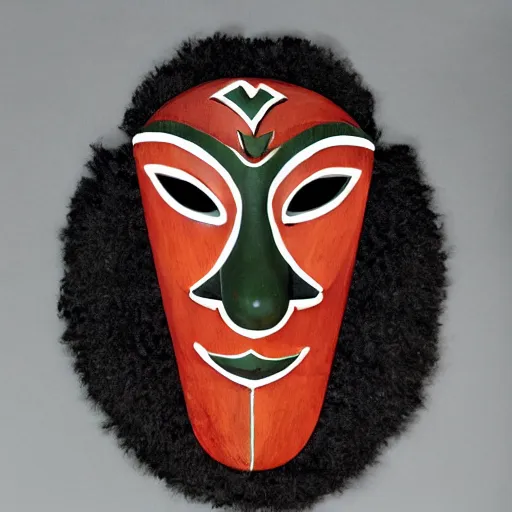 Prompt: symmetrical product photograph of a tribal mask made from waterlilys