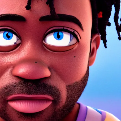 Image similar to a cinematic film still from a 2022 Pixar movie starring Lil Uzi Vert, in the style of Pixar, shallow depth of focus