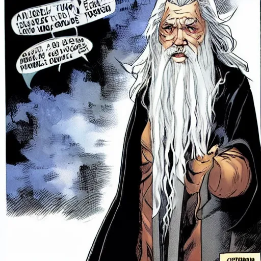 Prompt: Gandalf as a marvel comic book character